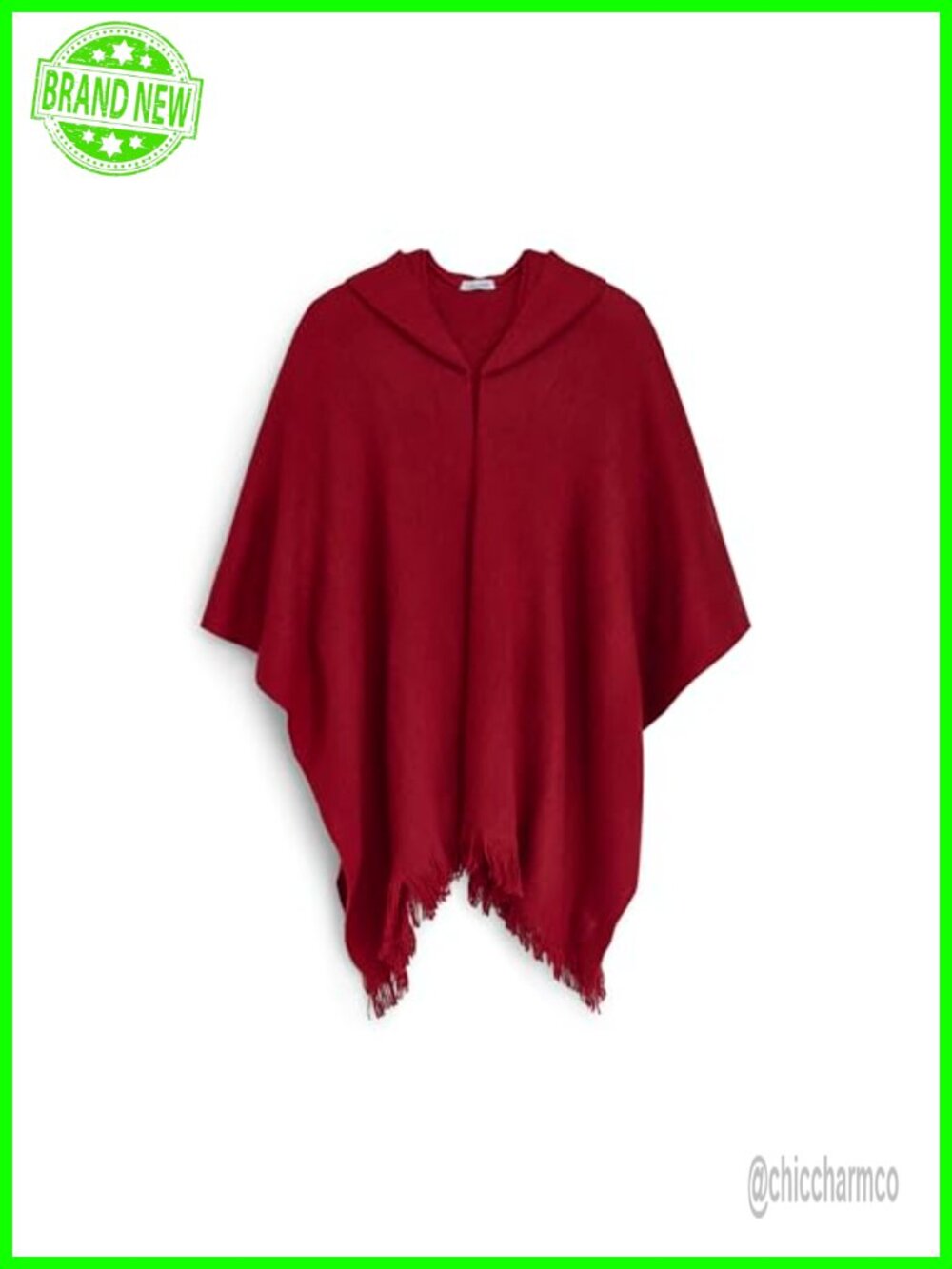 Acrylic Hooded Ruana Shawl Wrap One Size Cozy